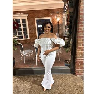 Sophisticated White Flare Leg Jumpsuit